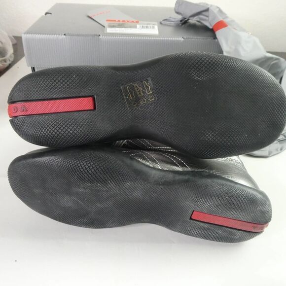 PRADA Silver Black Perla High Top Sneakers Shoes Designer With Box Dust Bag 35 - Picture 8 of 12